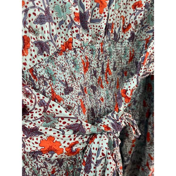 Poupette St. Barth Floral Midi Dress - Blue and Red - Picture 9 of 11
